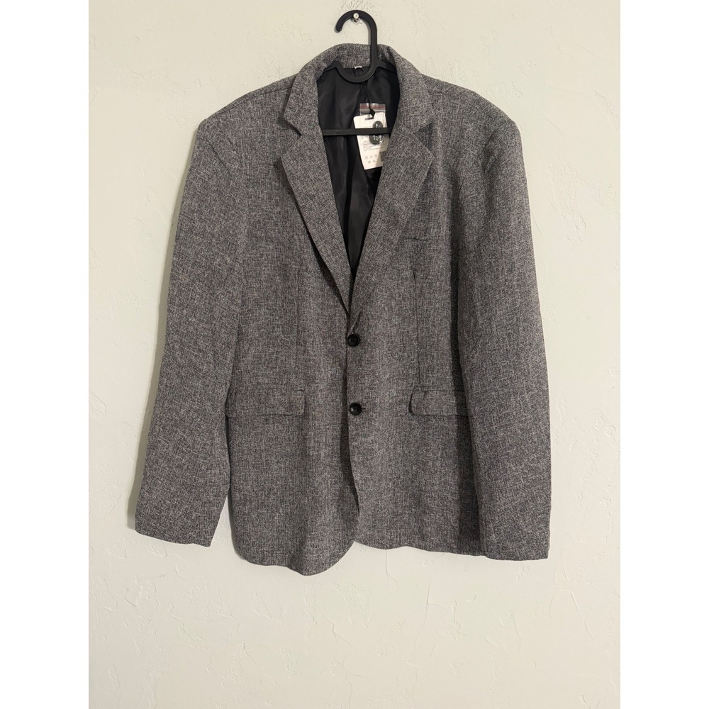 Yesfashion Mens Grey Textured Two‎ Button Blazer Jacket Size M New